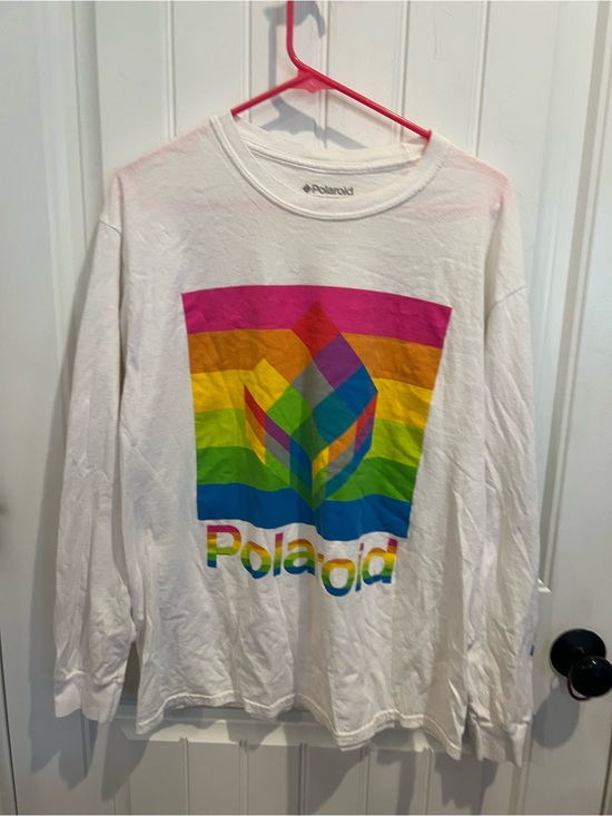 Polaroid Other - Polaroid White Long Sleeve Tee with Rainbow Logo L